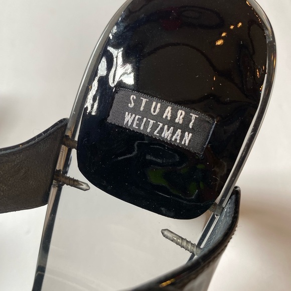 Vintage 90s Stuart Weitzman Smoky Lucite Platform Sandals Size 7.5 - Picture 9 of 10